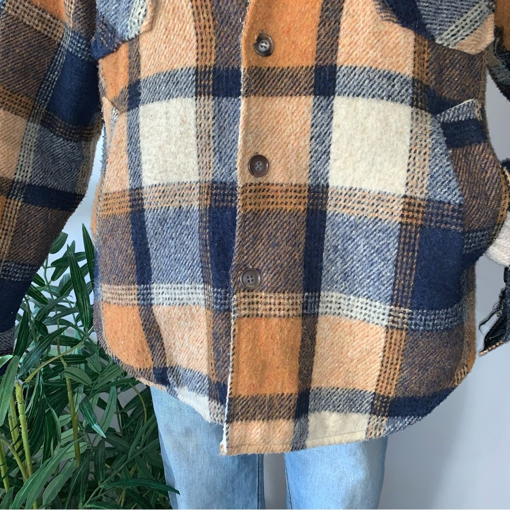 v i n t a g e :: Plaid Wool Lined Barn Coat Shacket Fleece - Picture 13 of 14